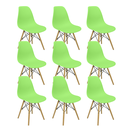Ver imagem 3 de Kit 9 Cadeiras Charles Eames Eiffel Wood Design Verde Claro