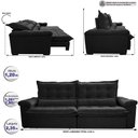 Ver imagem 2 de Sofá Retrátil e Reclinável 2,35m Cama inBox Big Fresh com SoftGel D40 Velupluma Preto