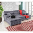 Ver imagem 5 de Sofá Orlando 2.80x1.90m com Chaise, Retrátil e Reclinável - Chumbo