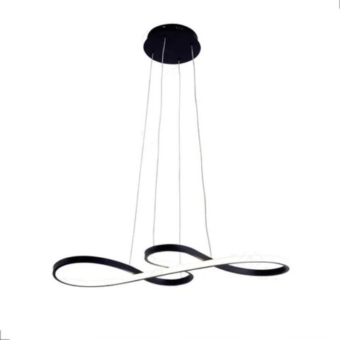 Lustre Pendente Moderno 75cm Led 47w 3 Cores de Luz Bivolt Preto