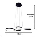 Ver imagem 3 de Lustre Pendente Moderno 75cm Led 47w 3 Cores de Luz Bivolt Preto