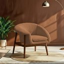 Ver imagem 2 de Poltrona Decorativa Yumi Base Madeira Braço Direito Bouclé Terracota - Nexta Casa