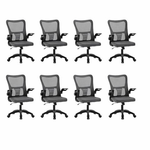 Kit 8 Cadeiras de Escritório Diretor Baltimore com Sistema Relax Preto Rivatti