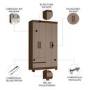 Ver imagem 3 de Guarda Roupa Casal 103cm 4 Portas Lipion Nogueira/Cappuccino a02 - Mpozenato