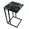 Mesa Lateral Apoio Base Metal Preto Mármore Verde Alpi 40X40 - 1