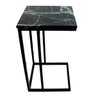 Mesa Lateral Apoio Base Metal Preto Mármore Verde Alpi 40X40 - 2