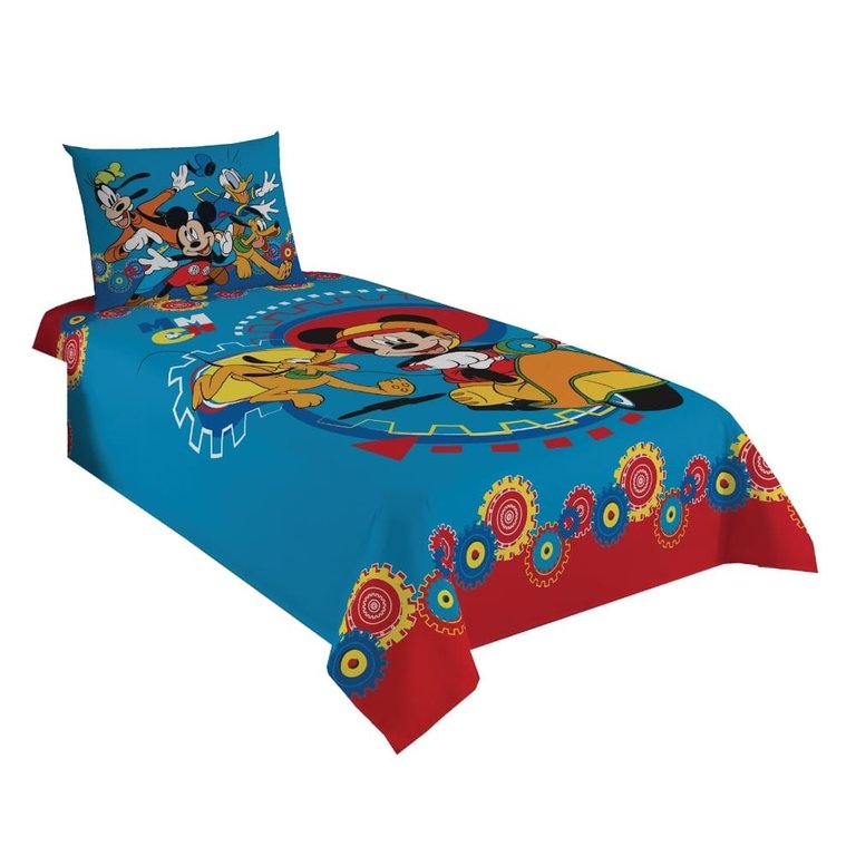 Jogo de Cama Infantil Lepper Mickey Solteiro 2 Peças Estampado Azul Jogo de Cama Infantil Lepper Mickey Solteiro 2 Peças Estampado Azul