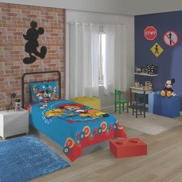 Jogo de Cama Infantil Lepper Mickey Solteiro 2 Peças Estampado Azul - 2