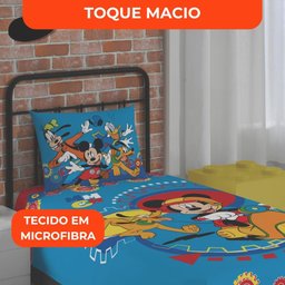 Jogo de Cama Infantil Lepper Mickey Solteiro 2 Peças Estampado Azul - 4