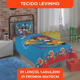 Jogo de Cama Infantil Lepper Mickey Solteiro 2 Peças Estampado Azul - 8