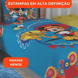 Jogo de Cama Infantil Lepper Mickey Solteiro 2 Peças Estampado Azul - 5