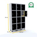 Ver imagem 2 de ROUPEIRO DE AÇO 3M 12 PORTAS FECHADURA PANDIN - CINZA/PRETO GRF 503/12 DI