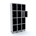 Ver imagem 1 de ROUPEIRO DE AÇO 3M 12 PORTAS FECHADURA PANDIN - CINZA/PRETO GRF 503/12 DI