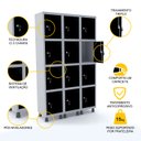 Ver imagem 3 de ROUPEIRO DE AÇO 3M 12 PORTAS FECHADURA PANDIN - CINZA/PRETO GRF 503/12 DI