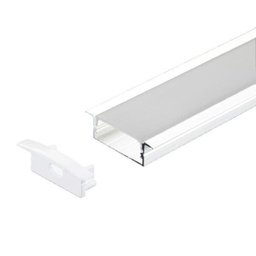 Perfil Embutir Alumínio Branco 30.5x9.3mm 1 Metro + 2 Metros Fita 120 Leds/metro 6000k + Fonte 4a - 1
