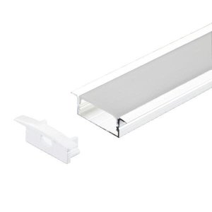 Perfil Embutir Alumínio Branco 30.5x9.3mm 1 Metro + 2 Metros Fita 120 Leds/metro 6000k + Fonte 4a
