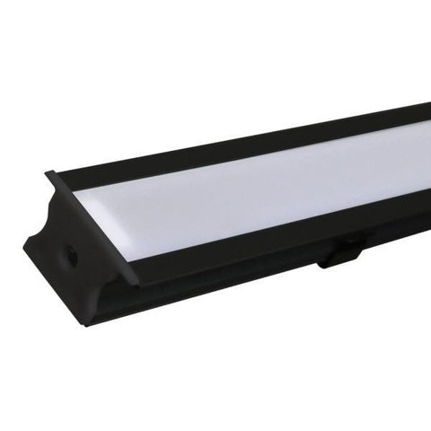 Perfil Embutir Alumínio Preto 23.8x11.9mm 1 Metro + Fita 120 Leds/metro 3000k + Fonte 2a