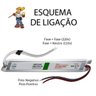 Perfil Embutir Alumínio 24.5x7mm 1 Metro + Fita 120 Led/metro 6000k + Fonte 2a - 5