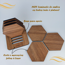 Ver imagem 4 de Porta Copos Madeira Mesa Jantar Cozinha Bar Durável 6 Unidades Hexágono Carvalho