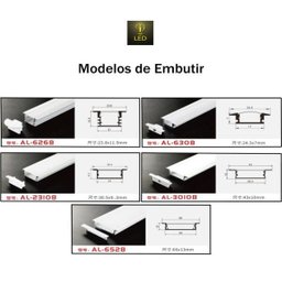 Perfil Embutir Alumínio Preto 24.5x7Mm 1 Metro + Fita 120 LED/Metro 3000K + Fonte 2A - 2