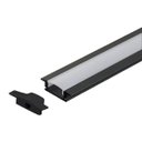 Ver imagem 1 de Perfil Embutir Alumínio Preto 24.5x7Mm 1 Metro + Fita 120 LED/Metro 3000K + Fonte 2A