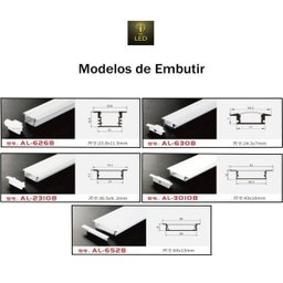 Perfil Embutir Alumínio Branco 23.8x11.9mm 1 Metro + Fita 120 Leds/metro 6000k + Fonte 2a - 2