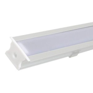 Perfil Embutir Alumínio Branco 23.8x11.9mm 1 Metro + Fita 120 Leds/metro 6000k + Fonte 2a