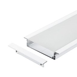 Perfil Embutir Alumínio Branco 66x13mm 1 Metro + 2 Metros Fita 120 Leds/metro 4000k + Fonte 2a - 1