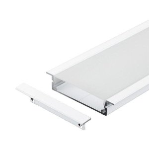 Perfil Embutir Alumínio Branco 66x13mm 1 Metro + 2 Metros Fita 120 Leds/metro 4000k + Fonte 2a