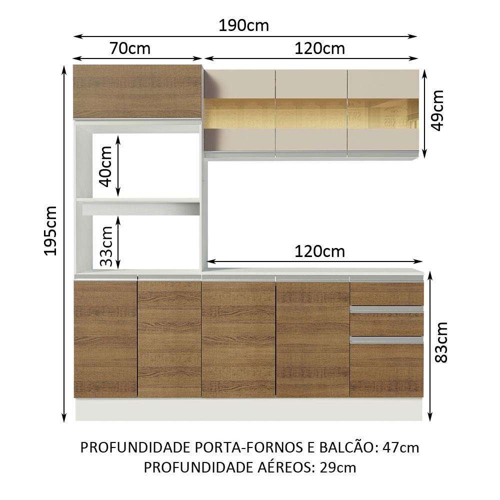 Armário de Cozinha Compacta 100% MDF 190 cm Branco/Rustic/Crema Smart Madesa 01 - 4