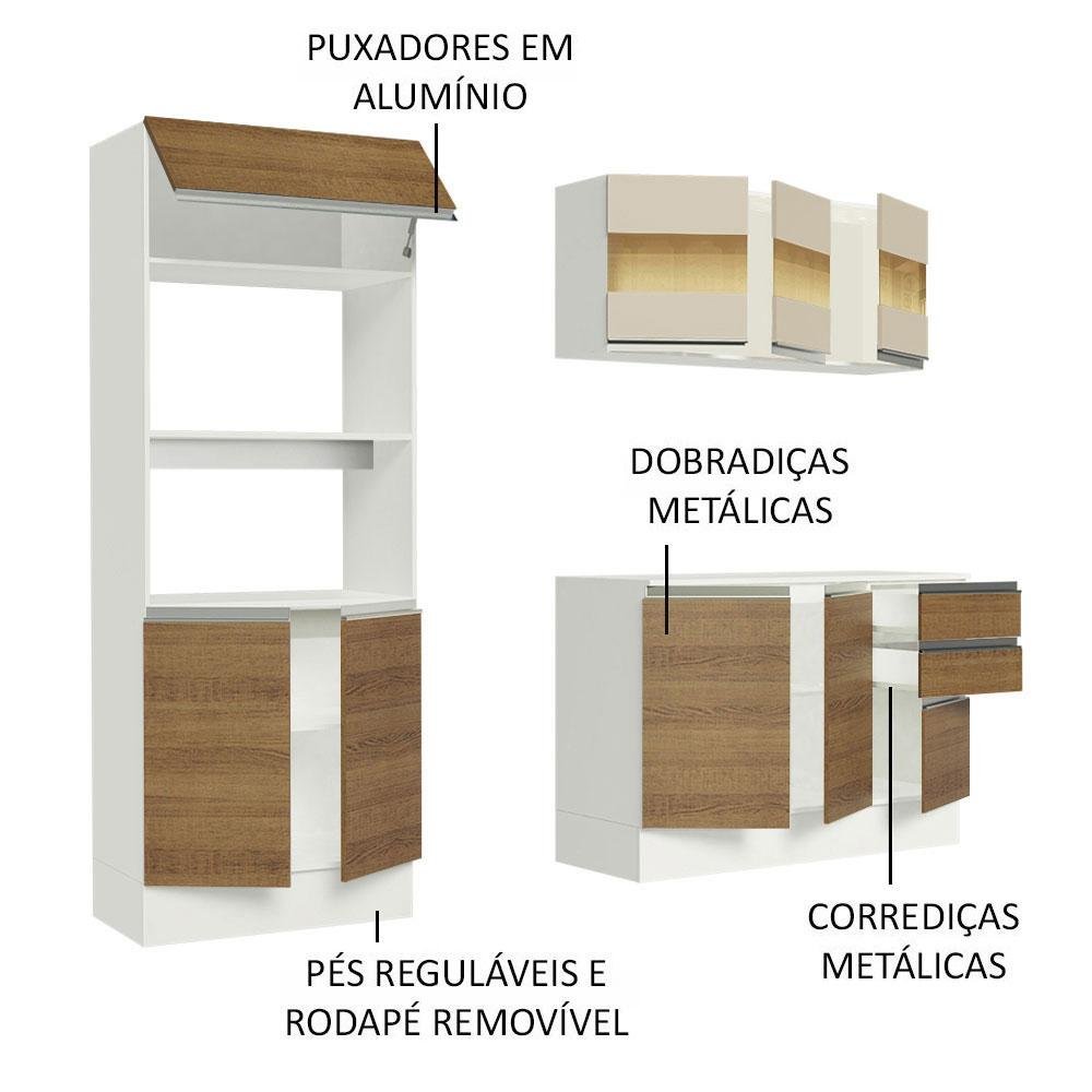 Armário de Cozinha Compacta 100% MDF 190 cm Branco/Rustic/Crema Smart Madesa 01 - 5