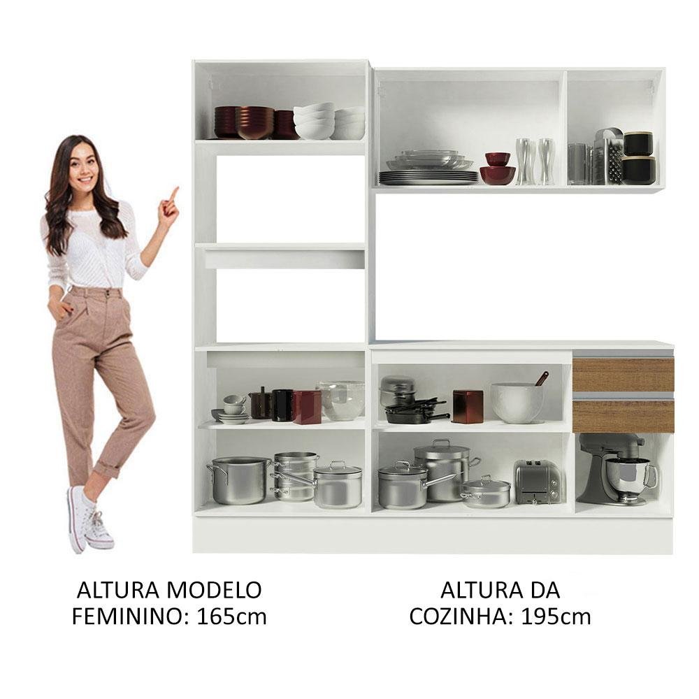 Armário de Cozinha Compacta 100% MDF 190 cm Branco/Rustic/Crema Smart Madesa 01 - 6