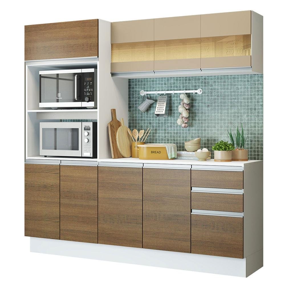 Armário de Cozinha Compacta 100% MDF 190 cm Branco/Rustic/Crema Smart Madesa 01 - 3