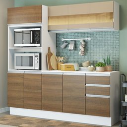 Armário de Cozinha Compacta 100% MDF 190 cm Branco/Rustic/Crema Smart Madesa 01 - 2
