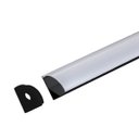 Ver imagem 1 de Perfil Sobrepor Canto Alumínio Preto 15.7x15.7mm Difusor Oval 1 Metro + Fita 120 Leds/metro 4000k +
