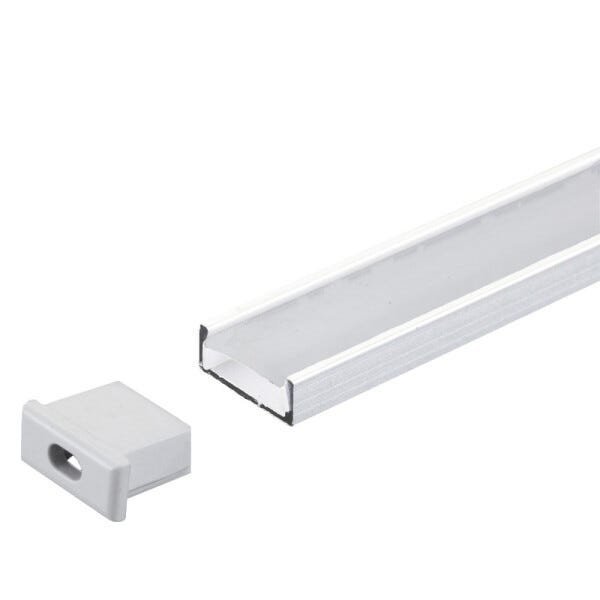 Perfil Sobrepor Alumínio Branco 15.4x5.7mm 1 Metro + Fita 120 LEDS/MetroD 4000K + Fonte 2A