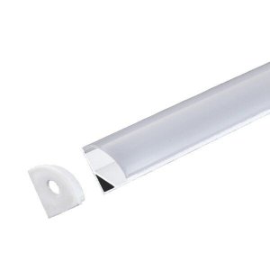 Perfil Sobrepor Canto Alumínio Branco 15.7x15.7mm Difusor Oval 1 Metro + Fita 120 Leds/metro 4000k +