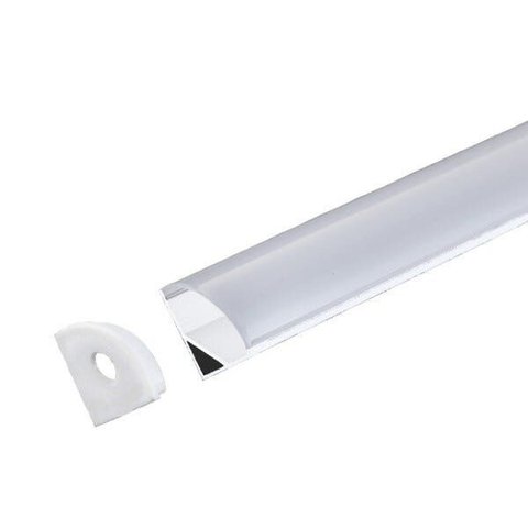 Perfil Sobrepor Canto Alumínio Branco 15.7x15.7mm Difusor Oval 1 Metro + Fita 120 Leds/metro 4000k +