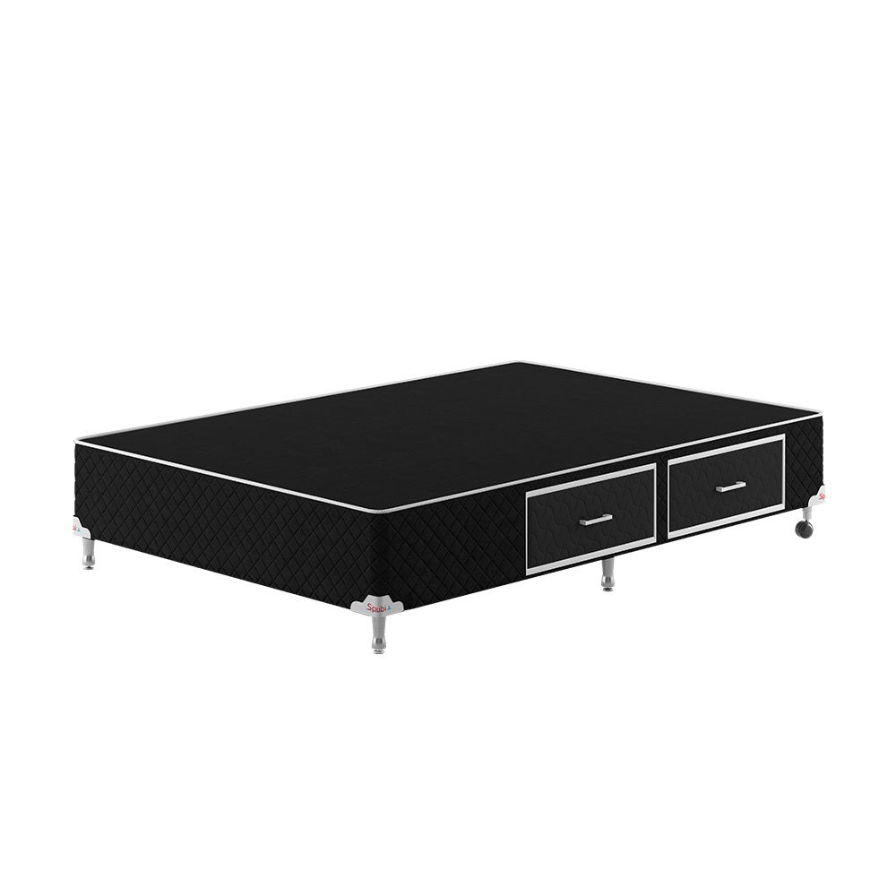 Base Box Gaveta Casal Spubio Spu + Incofal Preto 138x188x40cm