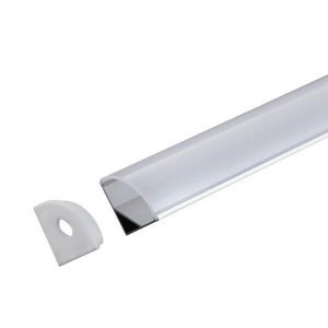 Perfil Sobrepor Canto Alumínio 15.7x15.7mm Difusor Oval 1 Metro + Fita 120 Leds/metro 6000k + Fonte