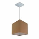 Ver imagem 1 de Lustre Pendente Quadrado Vivare Md-4223 Cúpula em Tecido 15/13x13cm - Bivolt - Palha - Bivolt
