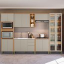 Ver imagem 1 de Cozinha Completa Allure 14 Portas 4 Gavetas 100% Mdf com Vidro 810016087 Jequitibá/gris - Linea Bras