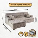 Ver imagem 3 de Sofá Orlando 2.20x1.50m com Chaise, Retrátil e Reclinável - Avelã