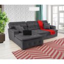 Ver imagem 1 de Sofá Orlando 2.20x1.50m com Chaise, Retrátil e Reclinável - Chumbo