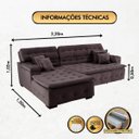 Ver imagem 3 de Sofá Orlando 2.20x1.50m com Chaise, Retrátil e Reclinável - Marrom