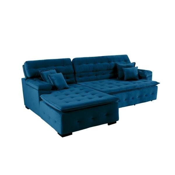 Sofá Orlando 2.20x1.50m com Chaise, Retrátil e Reclinável - Azul - 3