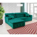 Ver imagem 1 de Sofá Orlando 2.20x1.50m com Chaise, Retrátil e Reclinável - Verde