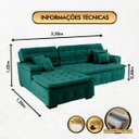 Ver imagem 3 de Sofá Orlando 2.20x1.50m com Chaise, Retrátil e Reclinável - Verde