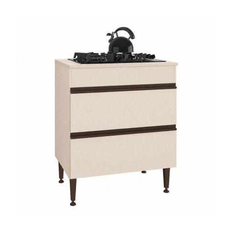 Balcão de Cozinha para Cooktop 70cm 1 Porta 1 Gaveta Milano Multimóveis MP2386 - Vanilla