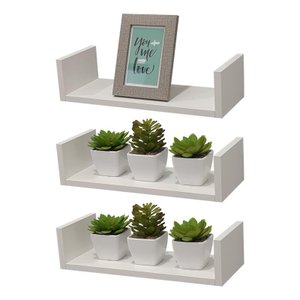 Kit 3 Prateleiras U 60 X 10cm Branca Suporte Invisível